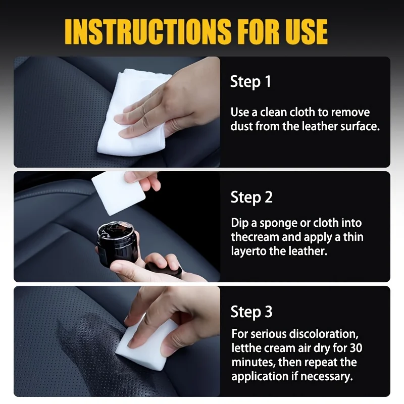 JOKJOK Black PU Leather Repair Cream Scratch Crack Filler For Car Seats Sofas Shoes Bags Wallets Smooth Sandable Finish 30g