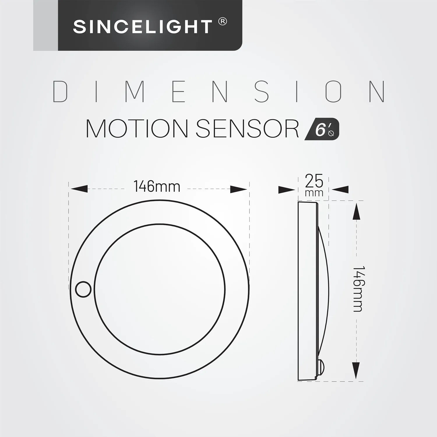 PIR Motion Sensor 7W 100-240V LED Ceiling Light ( Φ6\'/146mm ), Automatically ON/OFF, Flush Mount Light for Closet Cabinet