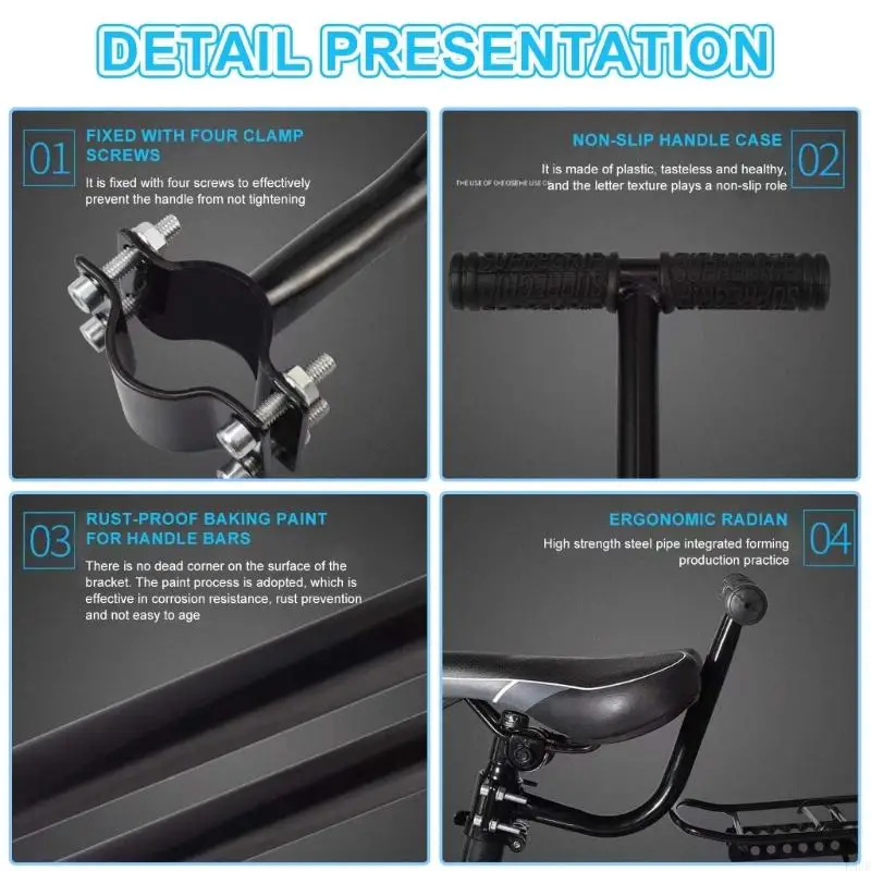 652F Bicycles Children Armrest Safety Handle Grip Bikes Steerer Control Seats Handle Back Seats Handle Rear Seats Armrest - Image 3