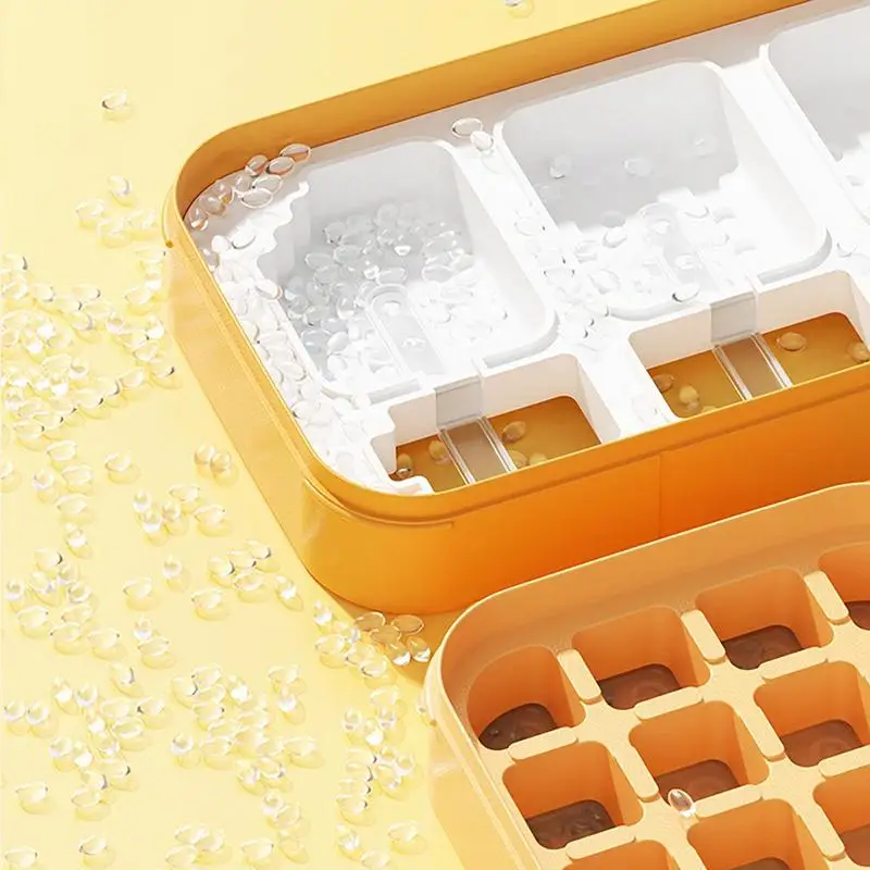 Ice Cube Tray With 28 -grid Double Layer Press Type Ice Cube Maker Silicone Ice Box Making Mold With Lid Waterproof Kitchen tool