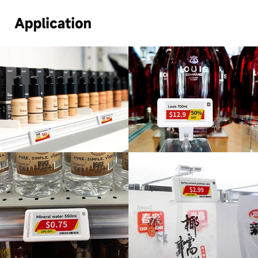 4 ألوان تحديث تطبيق الهاتف المحمول العلامة الرقمية Eink Epaper BLE ESL الرقمية E الحبر شارة السعر ESL ملصق الرف الإلكتروني العلامة الإلكترونية