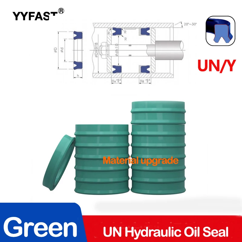 UN-Green,ID 4/5/6/8/9/10/12/14/15/16-19MM,UN Radial Shaft Hydraulic Seal,Polyurethane Piston Shaft and Rod,Single Lip U Cup Seal