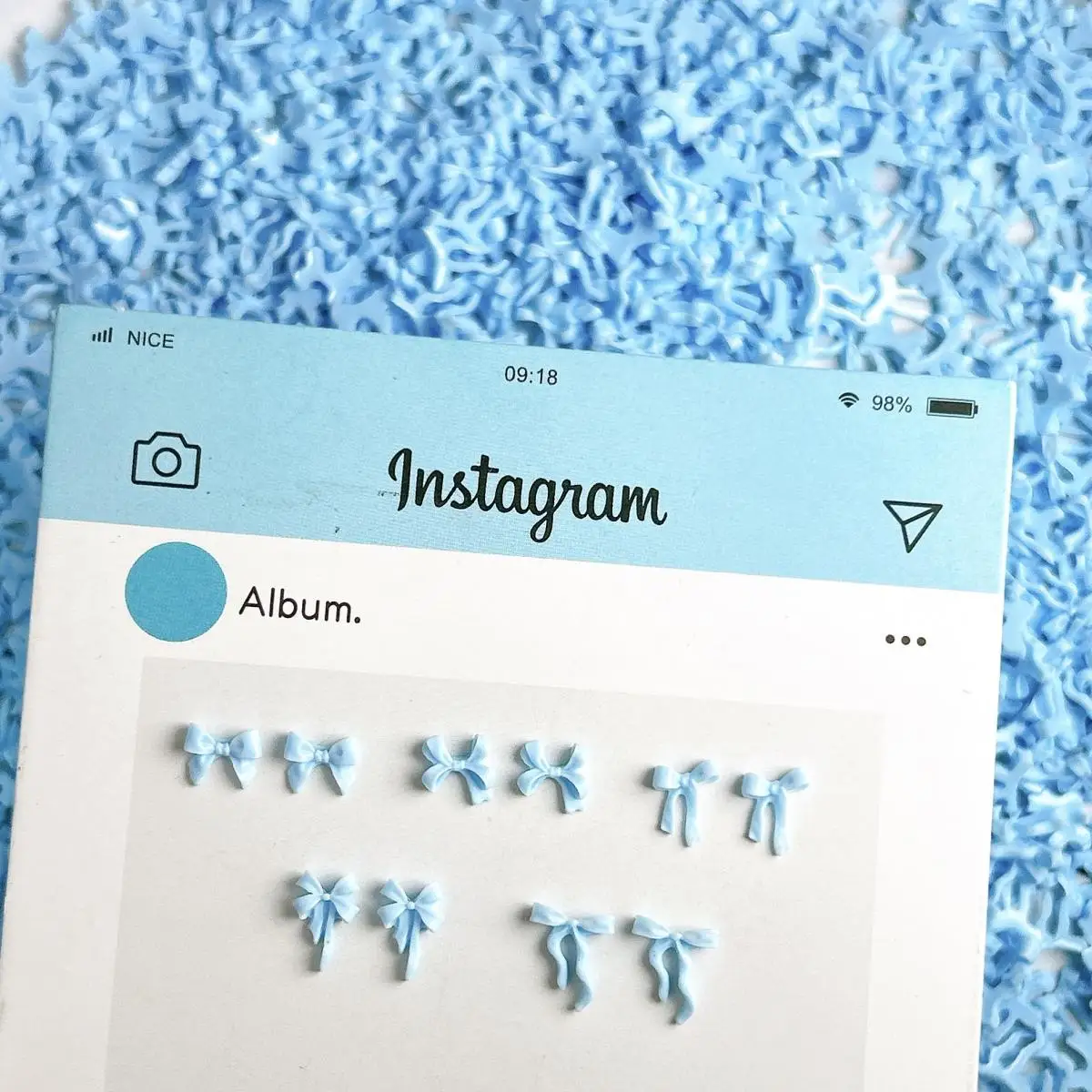 60 SZTUK Żywica 3D 5 stylów Mini kokardki do paznokci Przezroczysta niebieska kokardka Ozdoba do paznokci Etui na telefon Spinka do włosów Akcesoria do majsterkowania