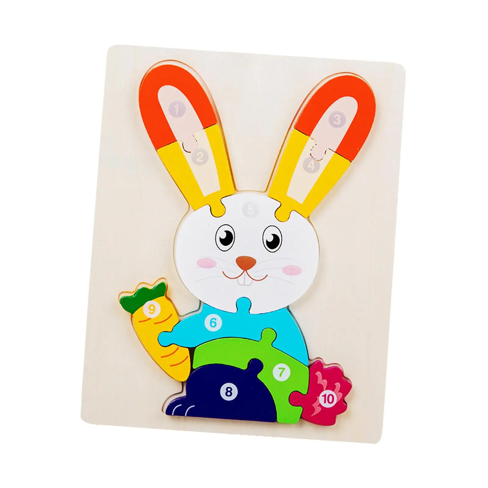 

Montessori Toy Wooden Toddler Puzzles ,Color Sorting Block Fine Motor Skills ,Rabbit Shape for Preshcool