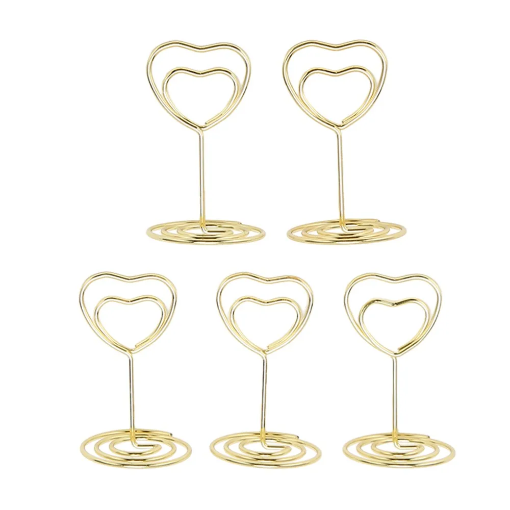 25PCS Heart Shaped Table Number Stands Stable Base Mini Size Table Number Holders Gold Finish 20Pcs Set Name Card Clips