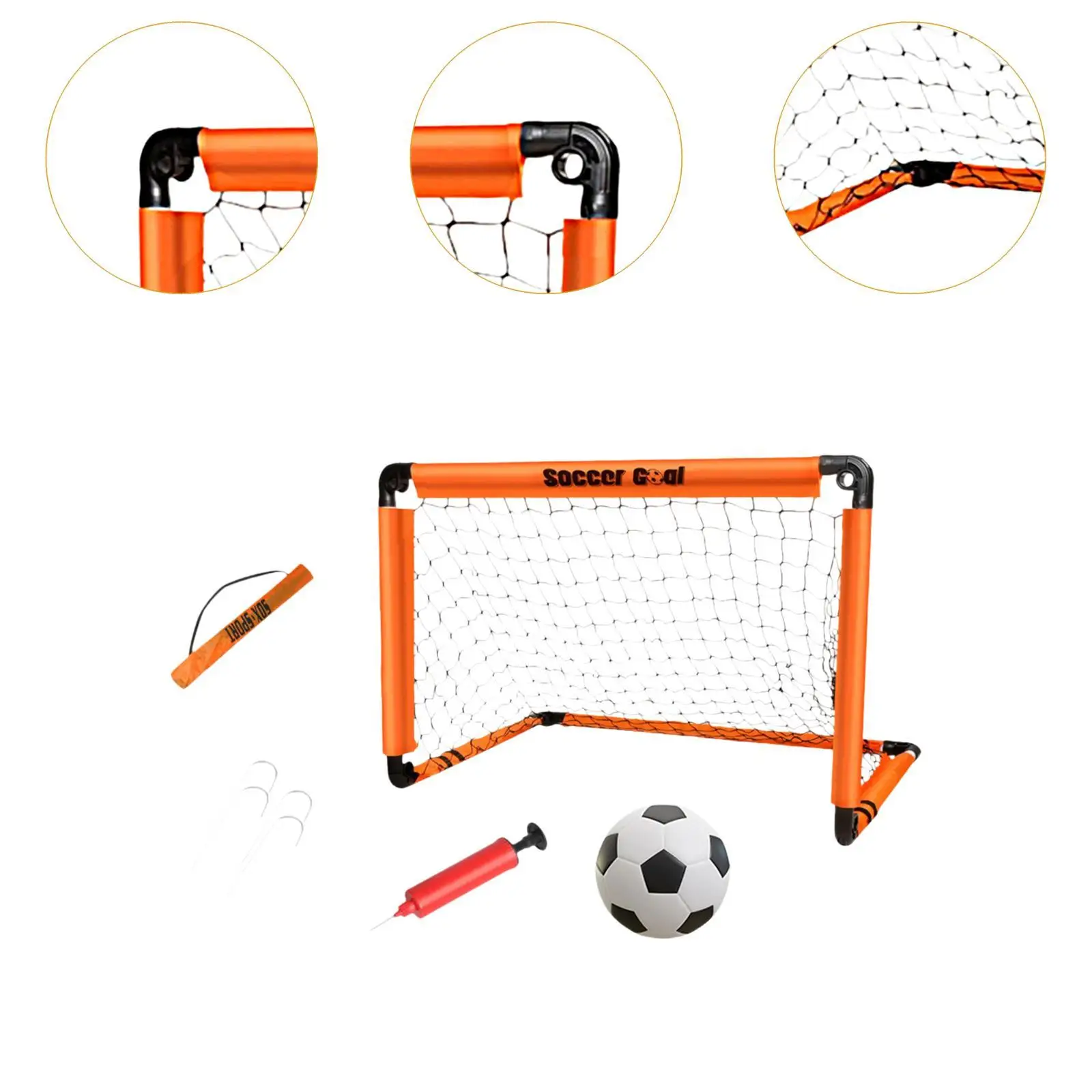 Porta da calcio per bambini Pratica con chiodi a terra Pompa d'aria portatile Cancello da calcio per parco giochi interno ed esterno Giardino sportivo