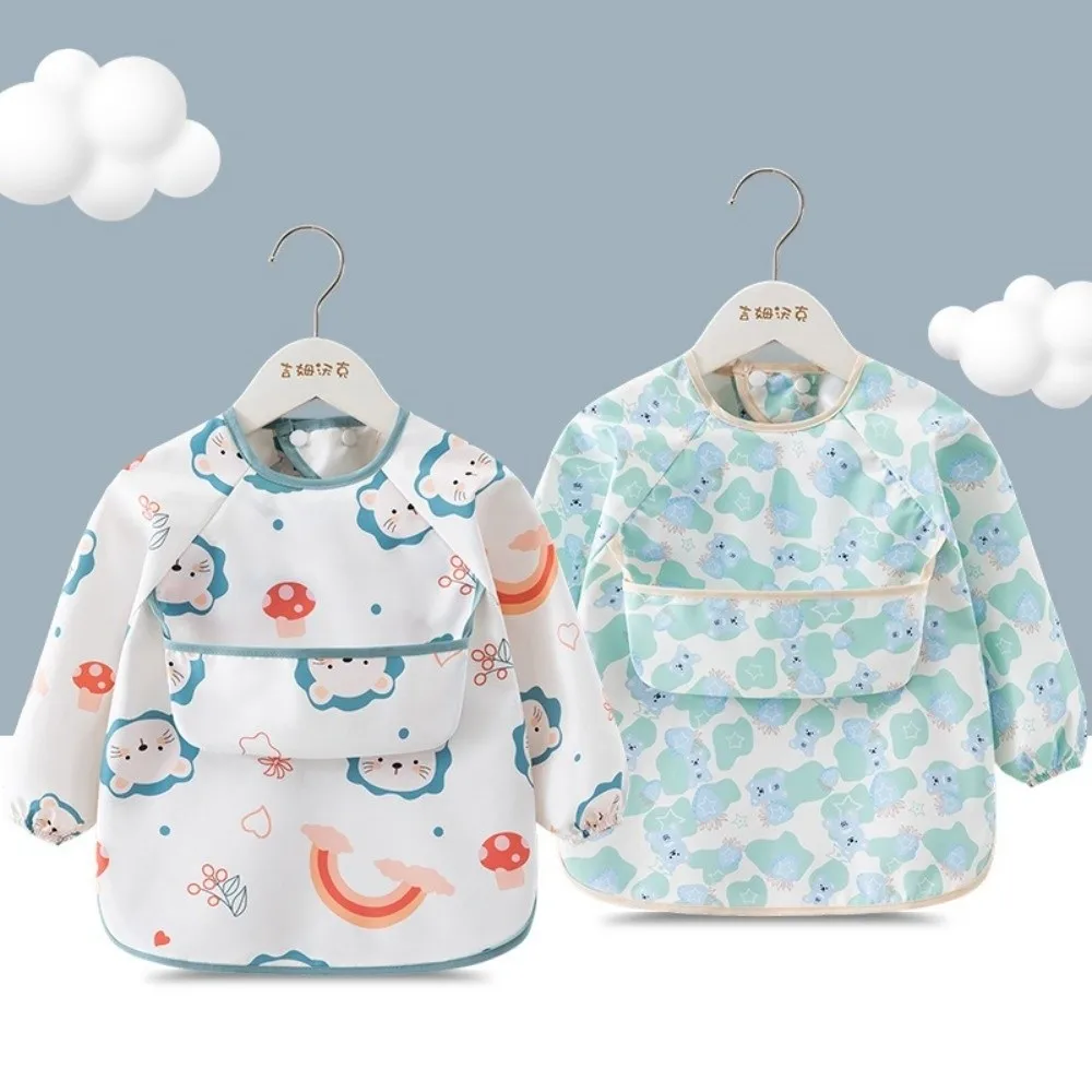 Waterproof Child Feeding Bib Feeding Blouse Rice Pocket Long Sleeve Apron Soft Children's Feeding Smock Toddler Bibs