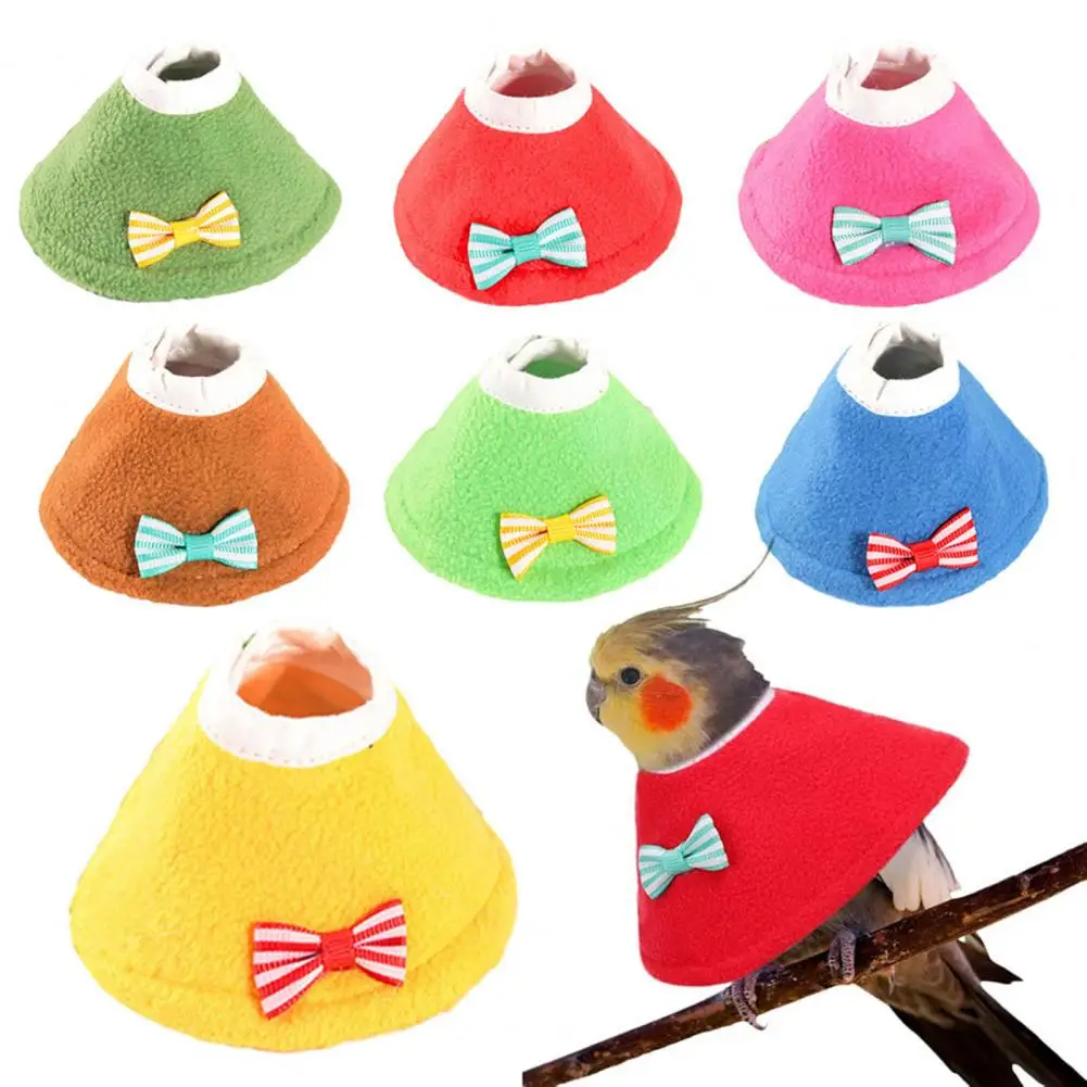 Anti-chew Birds Collar Parrot Anti-biting Collar Birds Cone Collar with Bow Parrot Feather Plucking Prevention Elizabethan