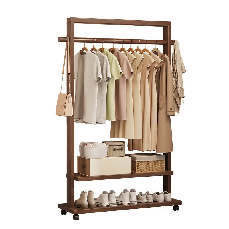 

Indoor hanger floor with wheels bedroom coat rack simple movable entrance rack