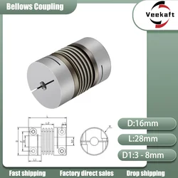 Corrugated coupling  D16L28 3/4/5/6/6.35/8mm CNC Aluminium Alloy For Stepper Motor Coupler Shaft Couplings 3D Printer  couple
