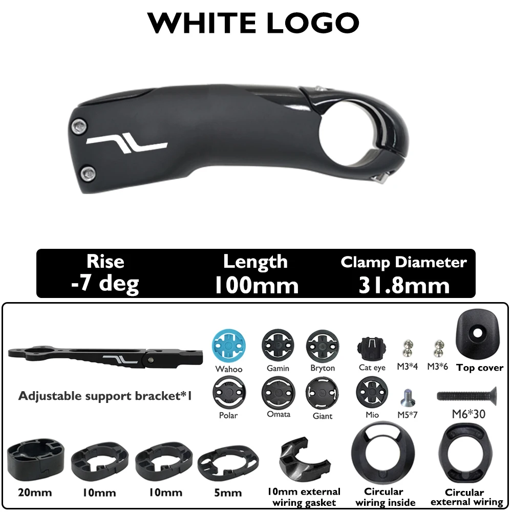 SES Aero koolstofvezel stuurpen, racefiets stuurpen, interne kabelgeleiding, -7 °   hoek, 80 mm-130 mm, inclusief beugel-/afstandhouders accessoire