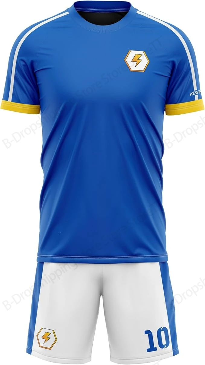 メンズジャージセット フットサル サッカー イナズマイレブン カイオ アニメ 3Dプリント Tシャツ ショートパンツ 2点セット スーツ スポーツ プラスサイズ トップス ティー キッズ