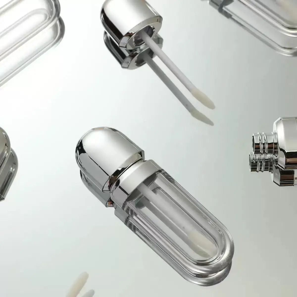 50 ชิ้นคุณภาพสูงรูปไข่ 8 มิลลิลิตรสไลเวอร์ลิปกลอสขวดหลอดเปล่าลิปทินท์หลอดลิควิดลิปสติกภาชนะบรรจุพลาสติกบรรจุภัณฑ์