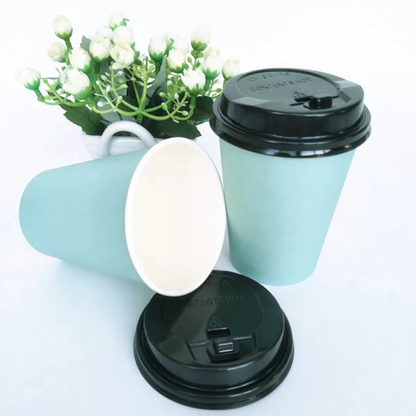 10pcs/Pack Tiffany Paper Cups With Lid Disposable Coffee Cup Milk Tea Cup Household Office Drinking Accessories Party Supplies