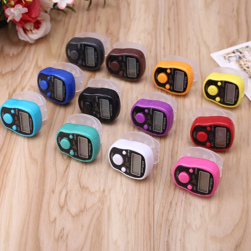 LED Finger Tally Counter Digital Electronic Tasbeeh Counters Lap Track Handheld Clicker With Ring Digits Display Gift