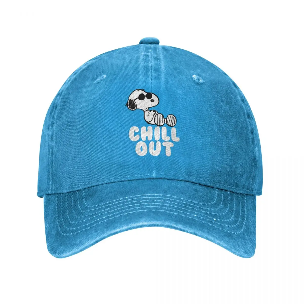 Peanuts Classic Fit Chill Out Snoopy Graphic In Blue Baseball Cap Distressed Denim Sun Cap for Men Women Outdoor Gift Hats Cap