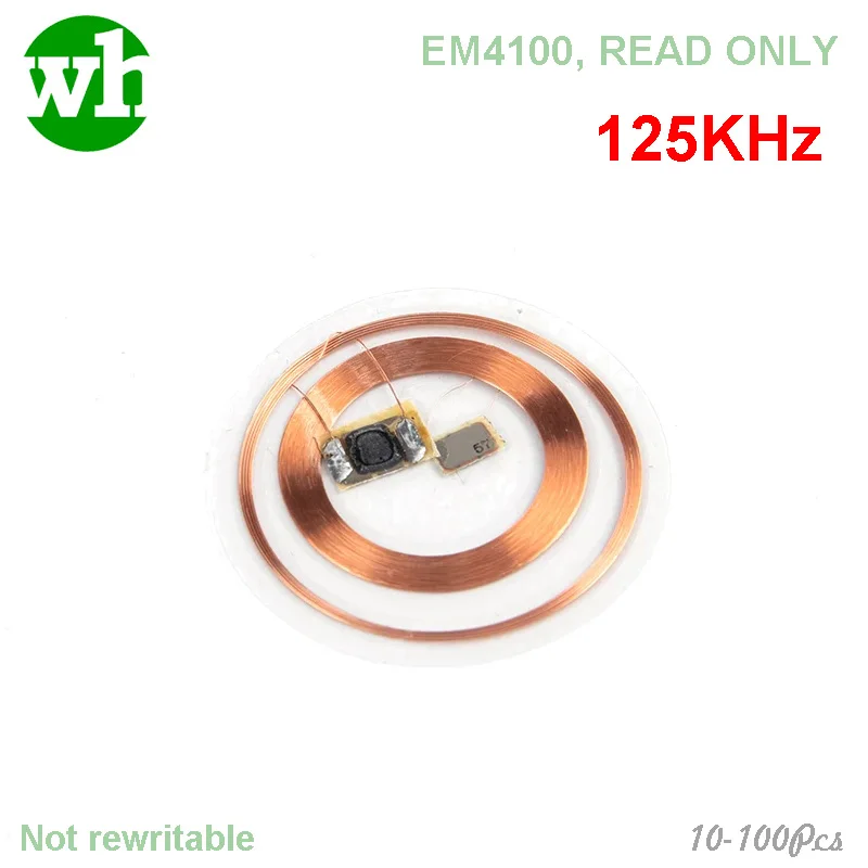10-100Pcs/Lot TK4100 EM4100 RFID Card Chip Transparent Coin Card ID tag keyfobs Read Only Diameter 25mm PVC for Access Control
