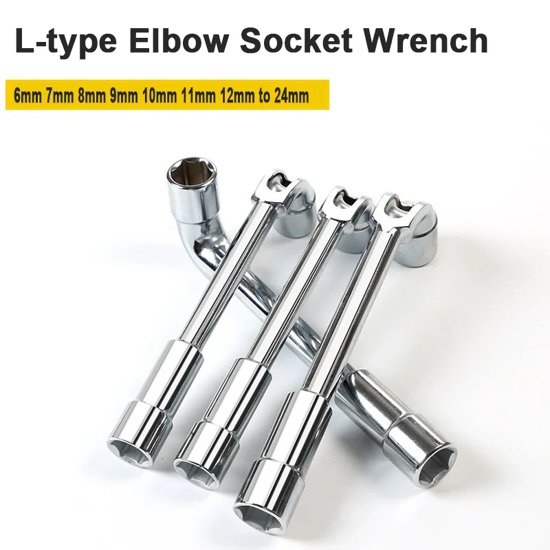 1Pcs  L Type Pipe Wrench Chrome Vanadium Steel Double Elbow Angle Perforation Repair Tools 6/7/8/9/10/11/12/13/14/15/16/17-24mm