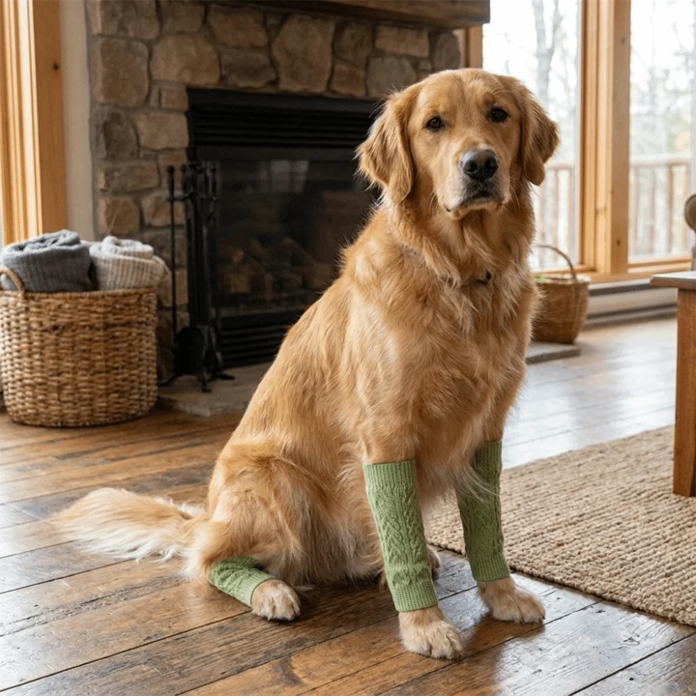 4PCS Breathable Dog Knee Socks Stretchy Skin Friendly Pet Knee Protectors Anti Scratch Non Slip Dog Leg Sleeves for Four Seasons