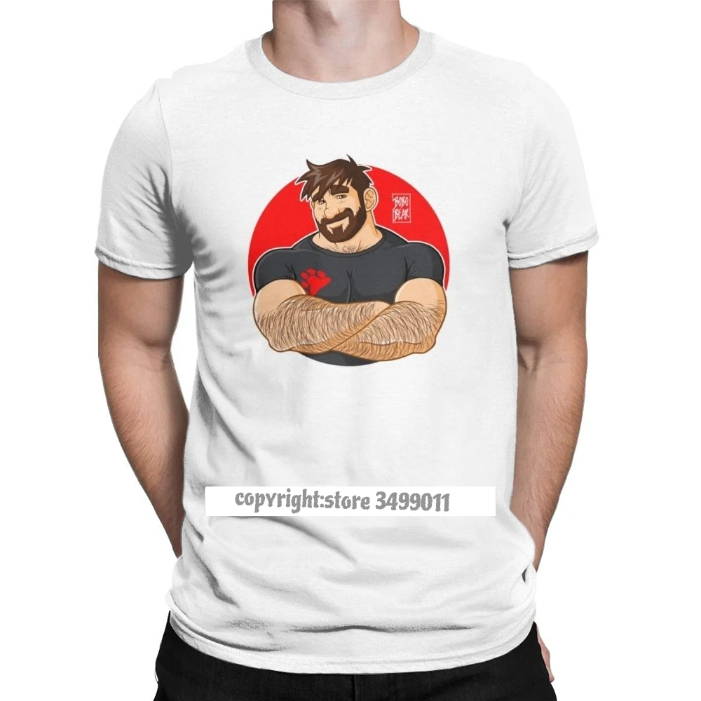 

Gay Bear Adam Likes Crossing Arms T-Shirt Men Premium Cotton Tops T Shirt Bearded Bobobear Bobo Bear Pride LGBT Tee Graphic