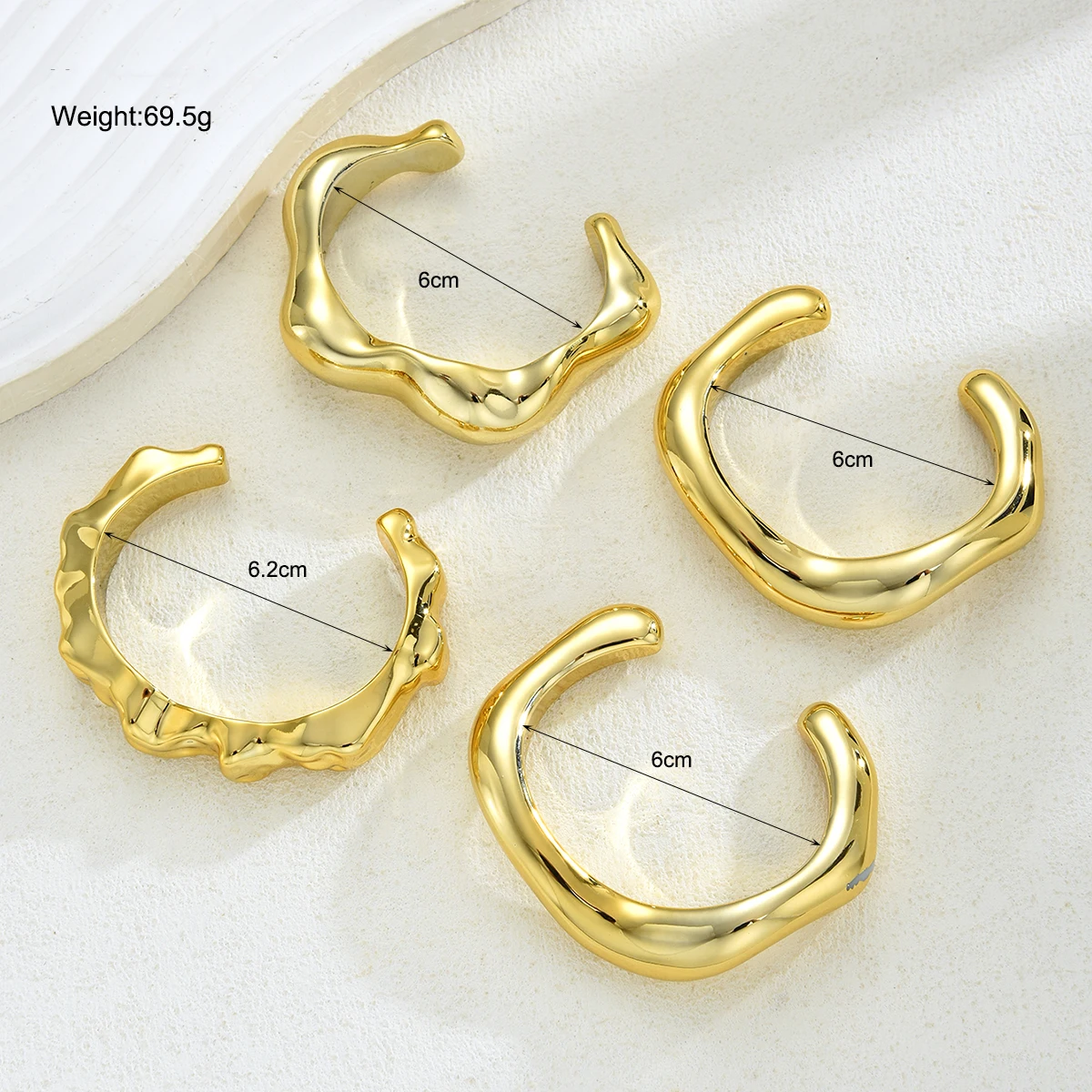 خمر الشرير لامعة واسعة الكفة الإسورة للنساء الهيب هوب الذهب اللون هندسية المعادن أساور ارتداء اليومي مجوهرات الحفلات هدايا جديد