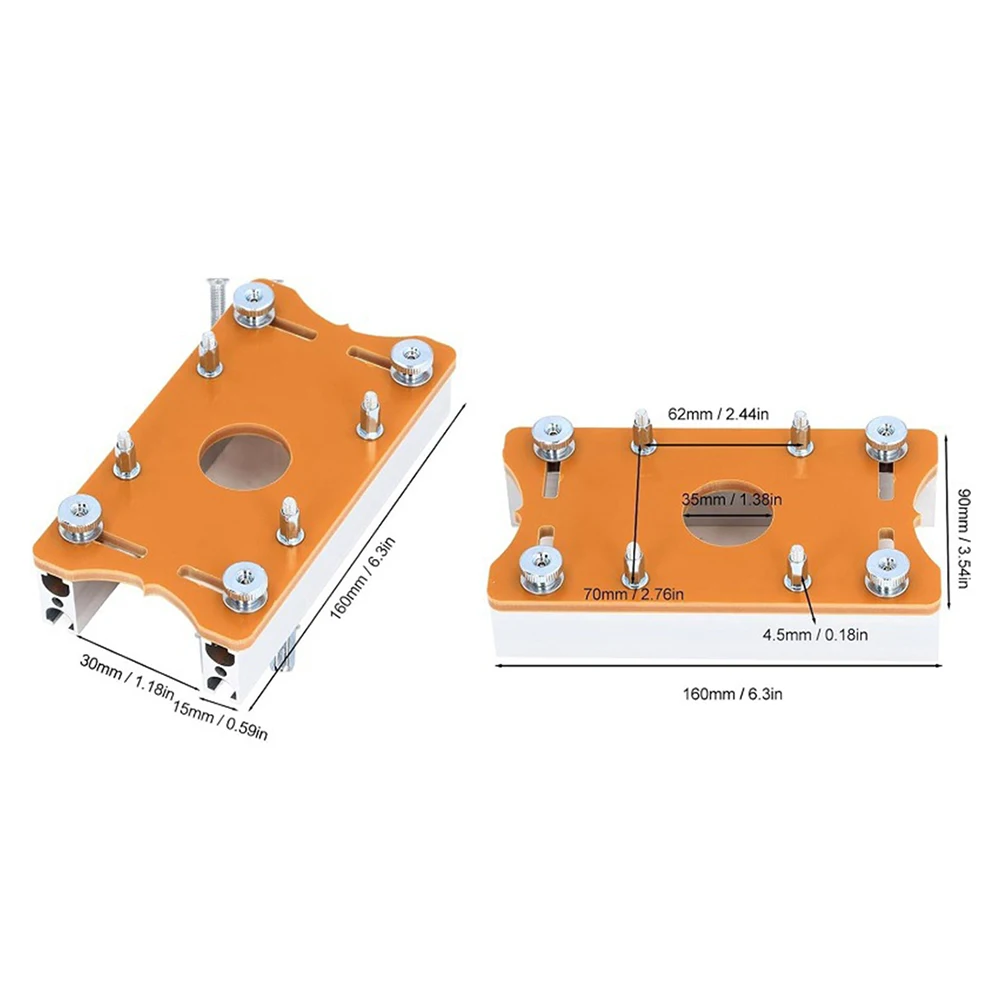 2 في 1 قفل غير مرئي الشق قوس النجارة راوتر قاعدة التشذيب آلة طحن قاعدة غطاء شفاف راوتر بت