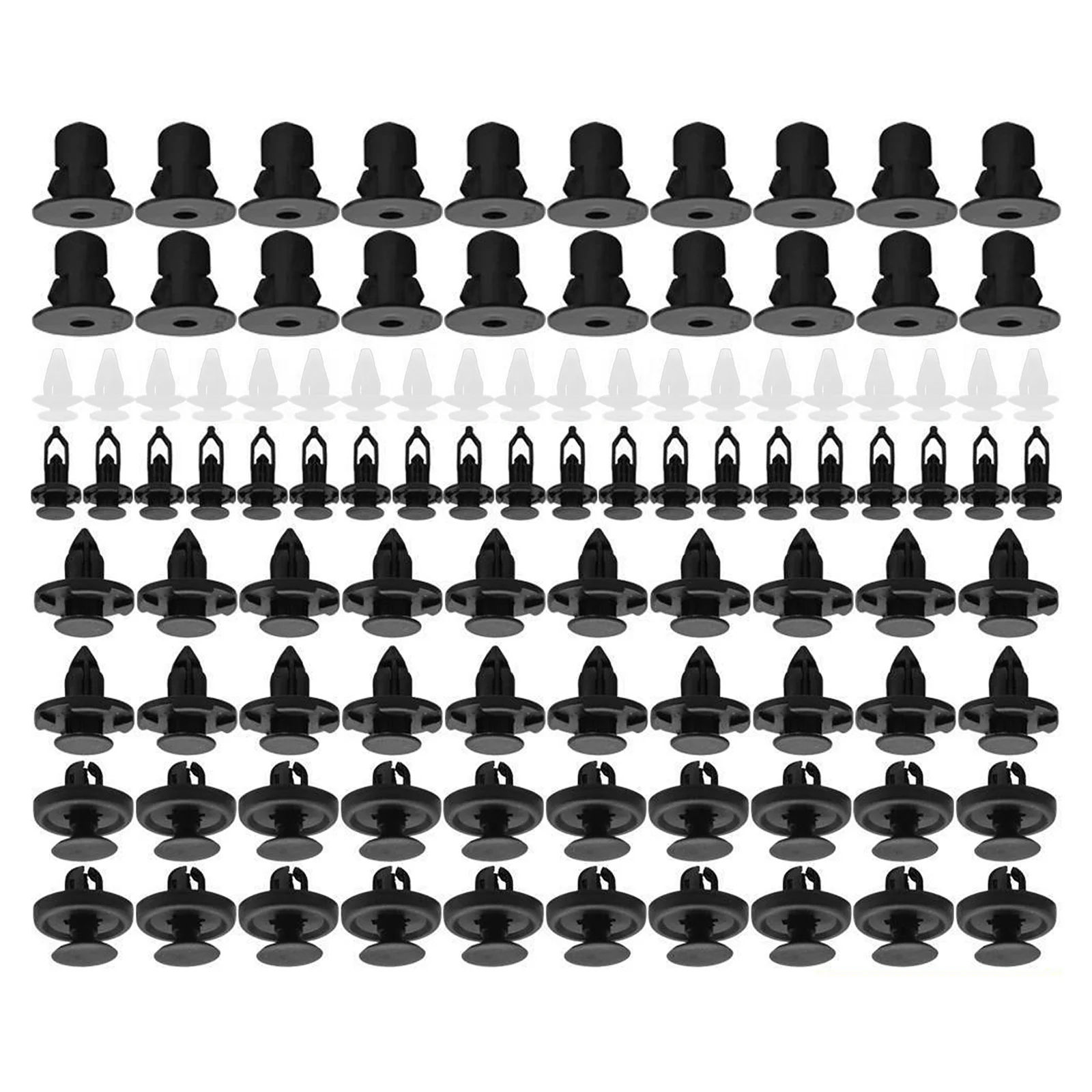 

100Pcs Bumper Fastener Clips Trim Body Retainer Rivet Clamp Car Push Pin Set Trim Body Clip Engine Cover Clip Car Push Pin
