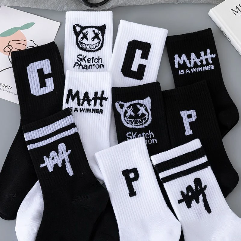 5/10 pairs of funny couple socks graffiti little devil personality socks couple casual versatile mid tube socks