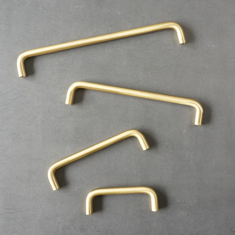 مقابض خزانة على شكل حرف U باللون الذهبي غير اللامع، مقابض درج نحاسي عتيق لأجهزة أثاث خزانة المطبخ