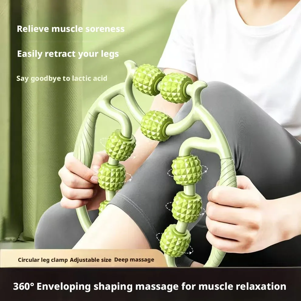 

Adjustable 9-Rollers Leg Massager 360° Wrap-Around Muscle Roller for Deep Tissue Relief Leg Shaping & Sore Muscle Recovery