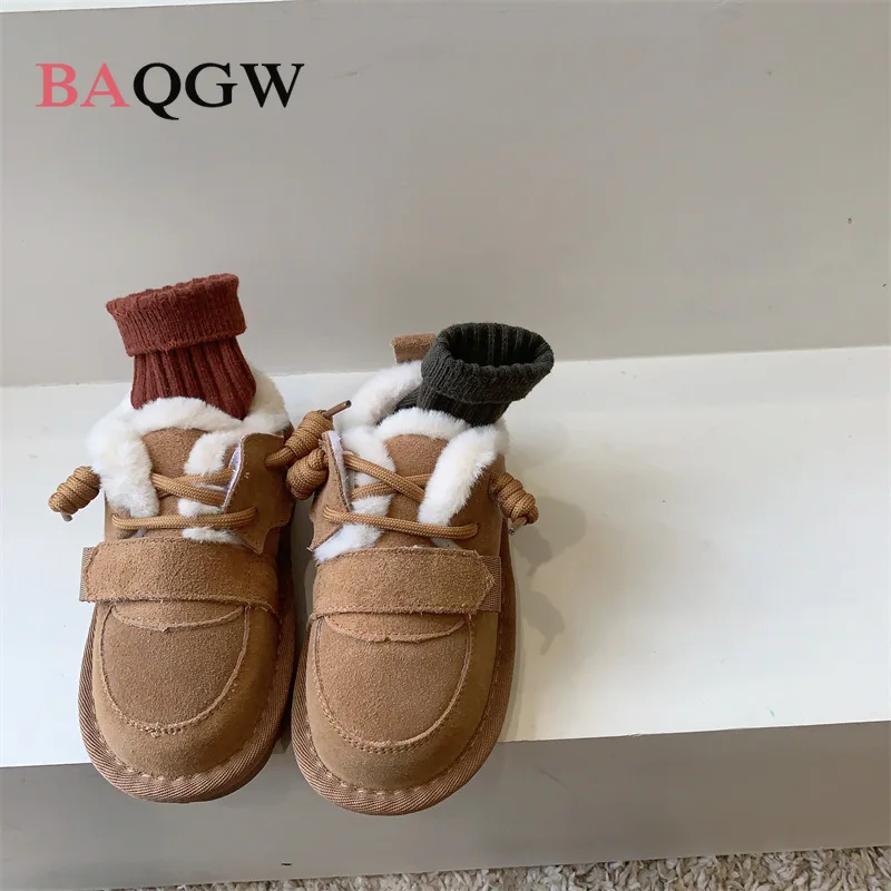 Winter Baby Snow Boots Leather Warm Plush Boys Shoes Soft Sole Non-slip Fashion Toddler Girls Boots Зимняя Обувь Для Мальчика