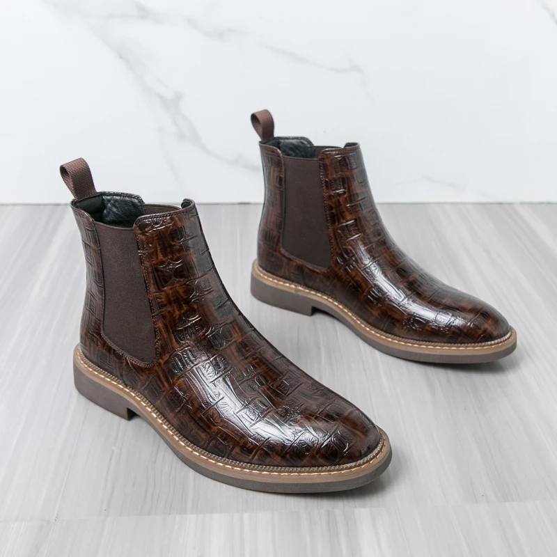 

Retro Men Business Chelsea Boots Black Brown European American Style Comfortable Versatile Fashion Brand Boots Social Boots Men