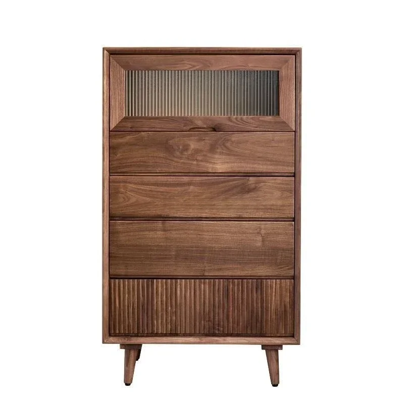 

North American black walnut chest of drawers, living room TV side cabinet, modern simple Japanese-style solid wood bedroom