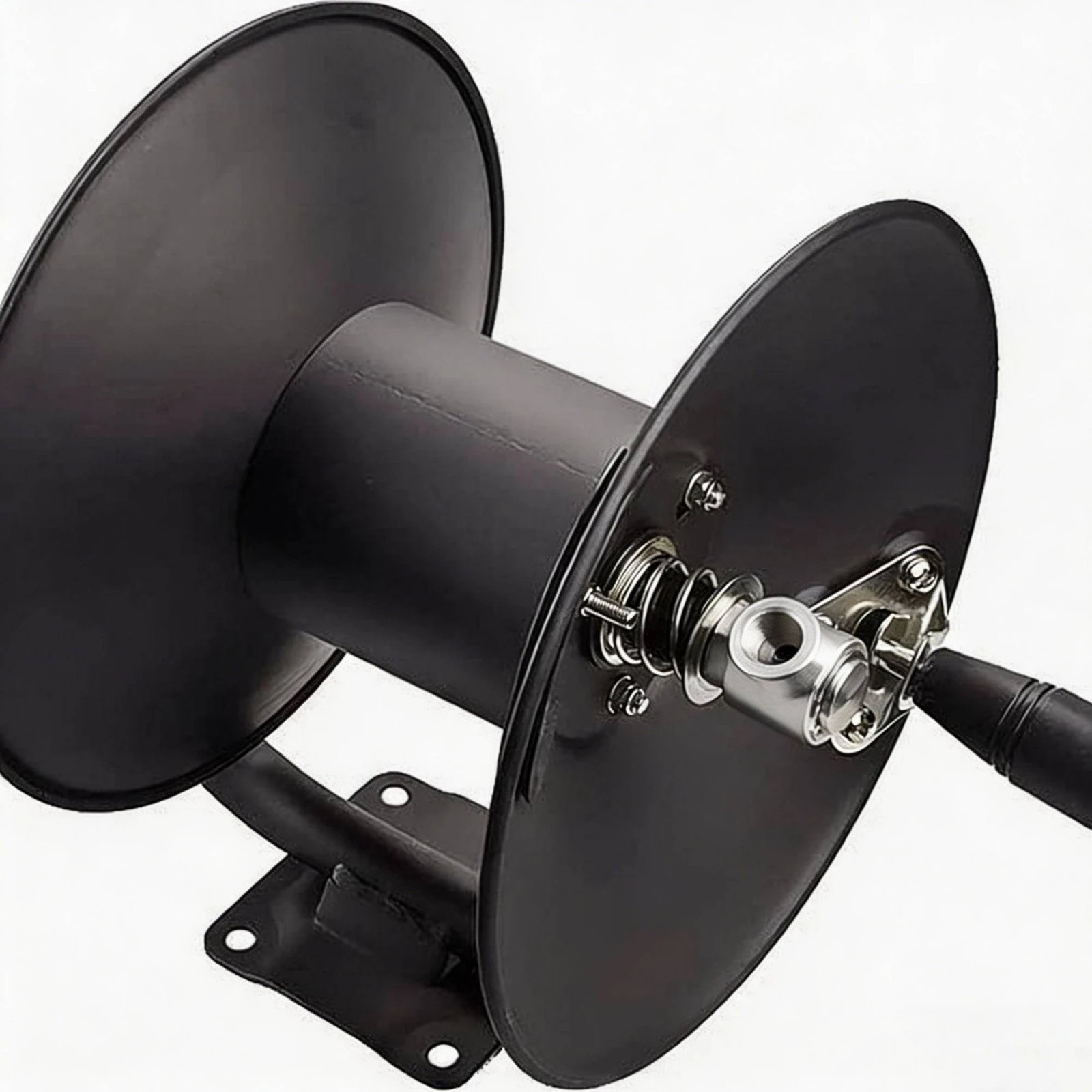 Pressure Washer Hose Reel Manual Hand Crank Wall Mountable Compact Metal Holder for Car Wash Stations
