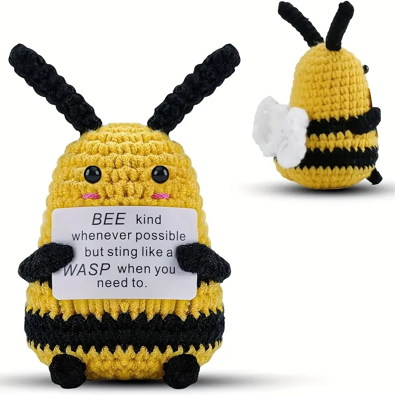 Hand woven positive energy cartoon ornament with motivational cards, suitable for home decoration and holiday gifts