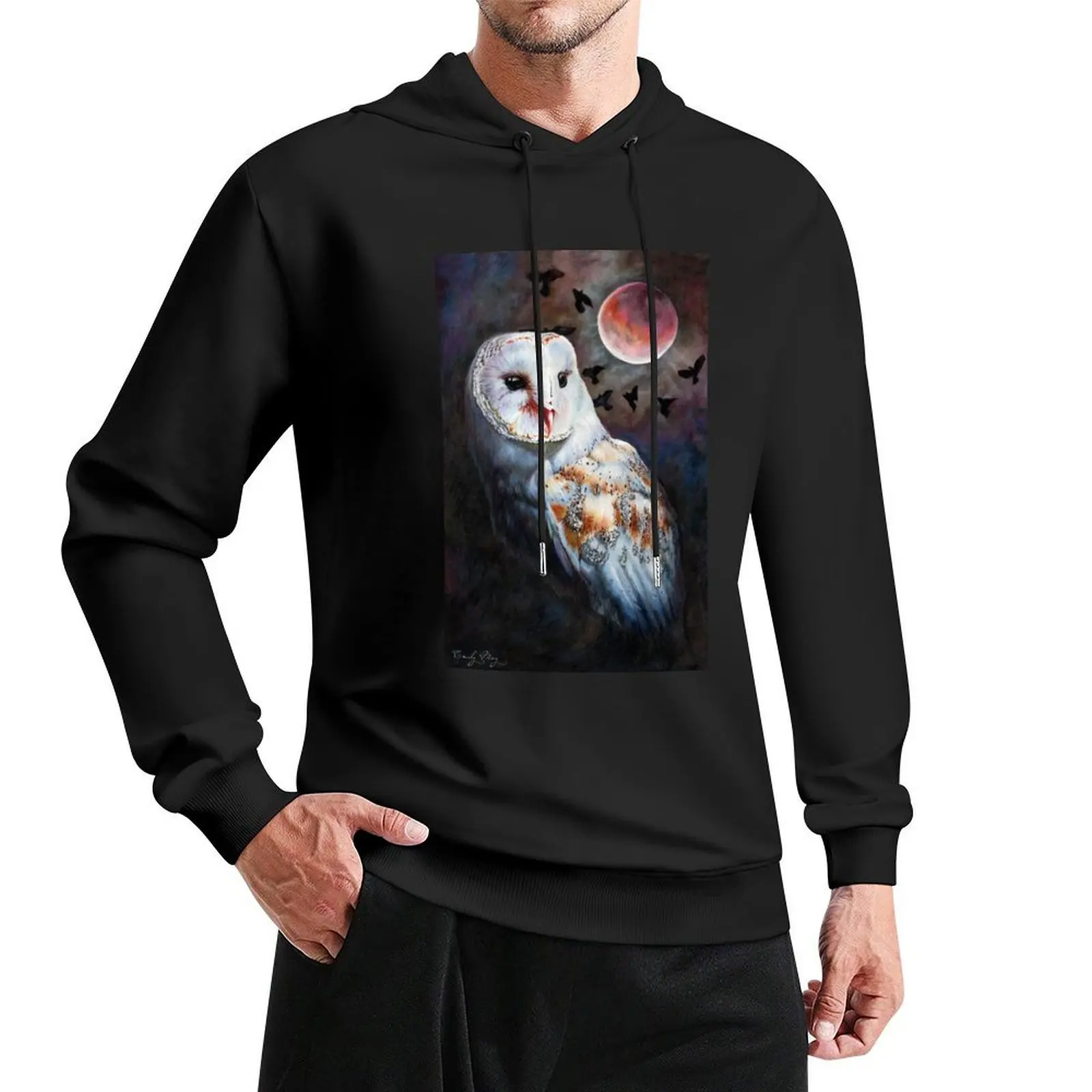 Owl of the Blood Moon Heart Hoodie autumn jacket men men's sweat-shirt set men wear hooded shirt hoodie oversize