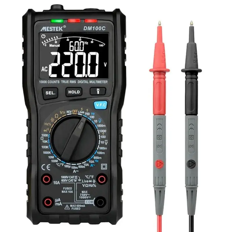 

MESTEK DM100C NCV Resistance Capacitance Voltage Meter 10000 Counts Current Voltage Multi Meter Temperature Measure Multimeters