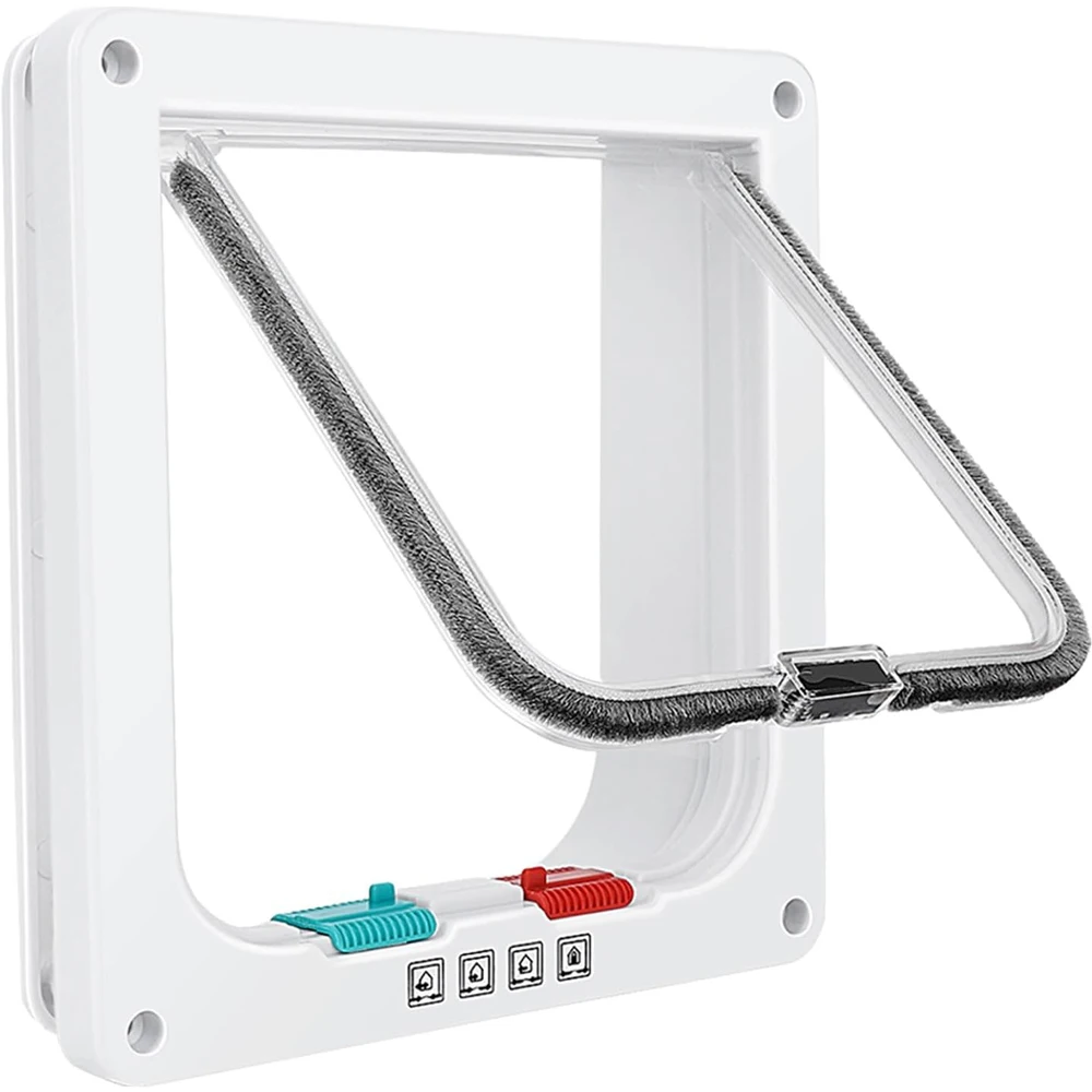 Dog Cat Door 4 Way Locking Cat Dog Flap Door for Interior Exterior Doors, Weatherproof Pet Door for Circumference