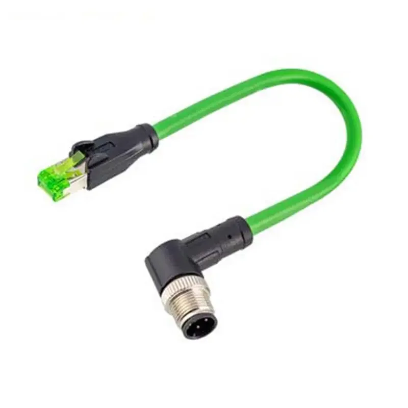 M12 4Pin D-type to RJ45 Connector Cable M12 Male Female Sensor Wire Profinet Cord Cat Ethernet Line forRouter Switch Servo Motor