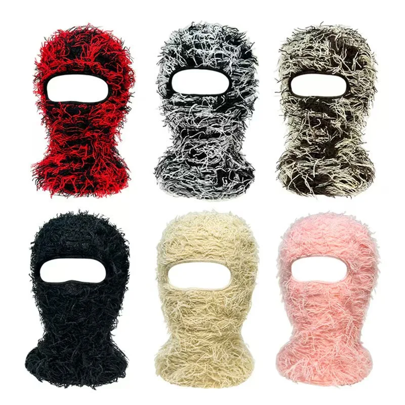 Volle Gesichtsabdeckung, Skimaske, Mütze, Sturmhaube, Distressed-Strickmütze, Tarnung, Herrenmütze, Damen, Winter, warm, winddicht, Fahrrad-Halsmütze – Detail 5