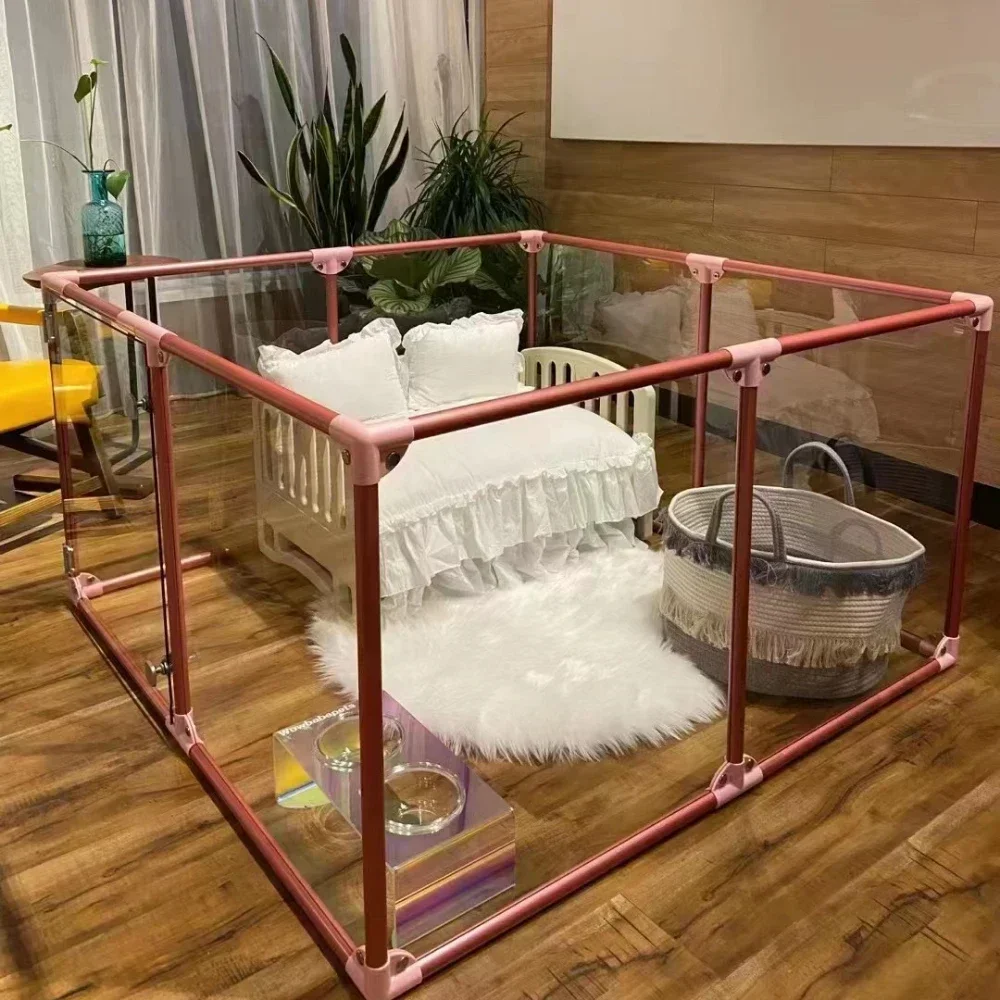 Acrylic Transparent Pet Pen Portable Indoor Detachable Dog Pen Stable Scratch Resistant 69cm Height 6-14 Panels