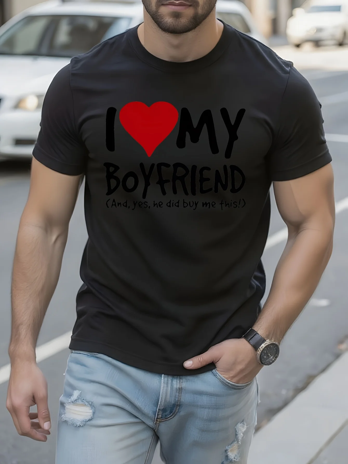 

Funny, love boyfriend, girlfriend birthday breathable cotton fabric washable and durable short-sleeved breathable and cool in su