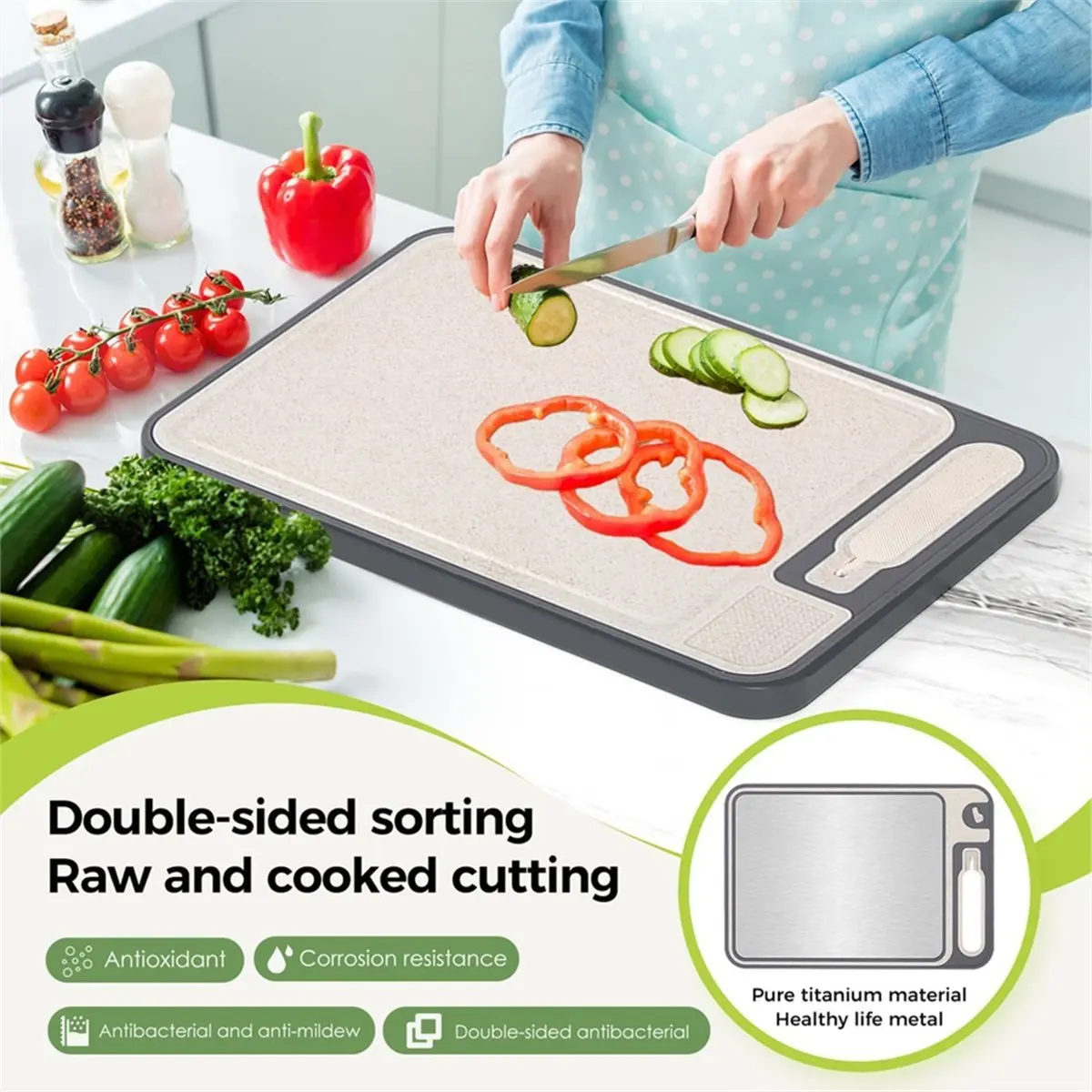 A67T NEW Double-Sided Multifunctional Cutting Board Cutting Board Cutting Board Stainless Steel Cutting Board