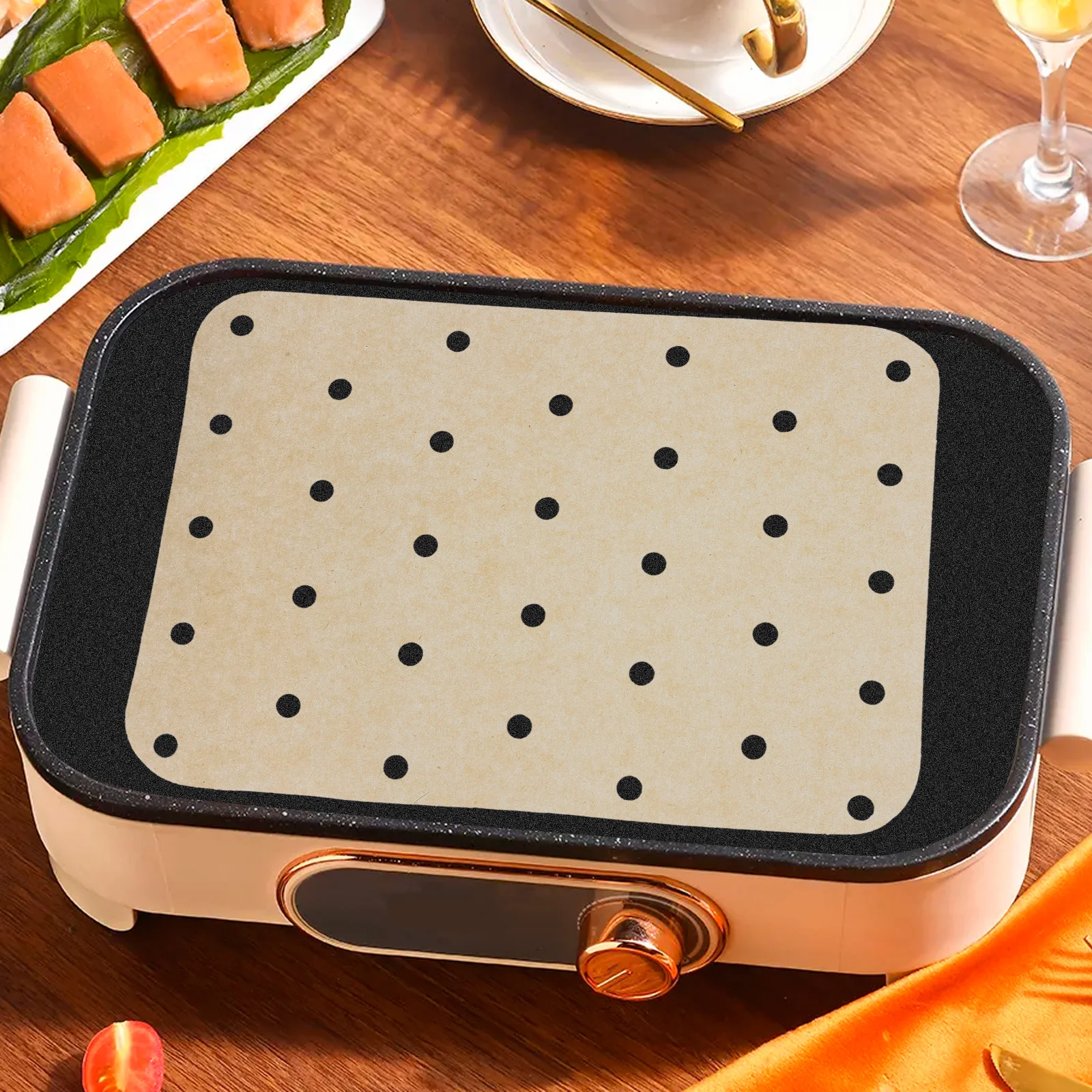 

150Pcs Air Fryer Paper Liners Perforated Natural Non-Stick Baking Sheets Oil Absorbing for Oven Frying Roasting