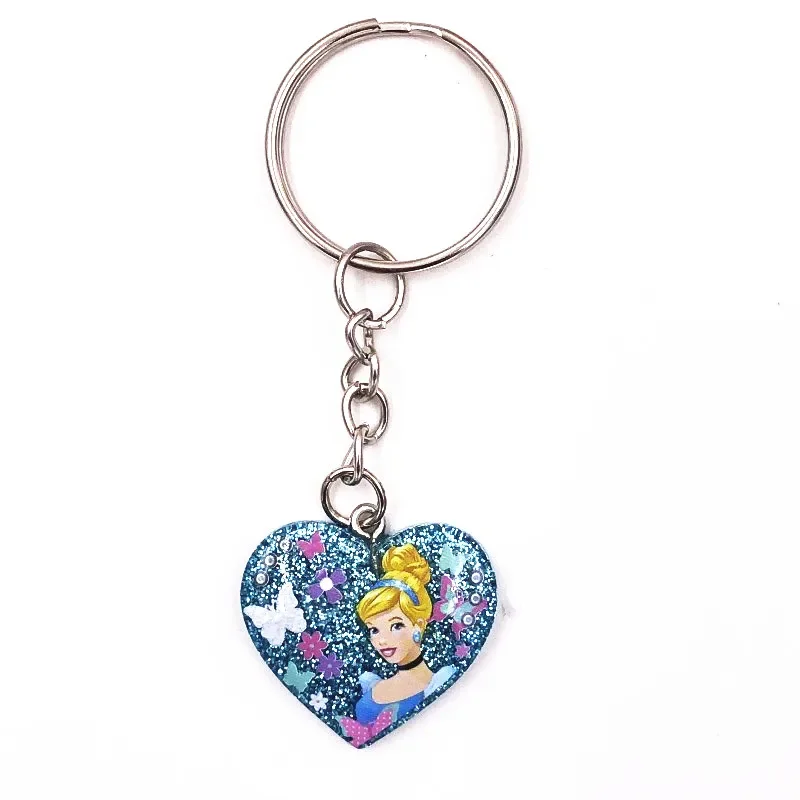 1PCS Resin Shiny Keychain Disney Princess Elsa Snow White Key Rings Key Holders Fit Girls Adult Car Keys Gift Trinkets