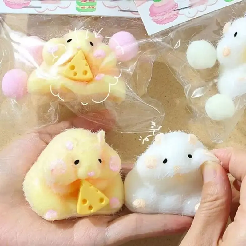 Squishy Spielzeug, weiches Silikon-Mochi-Spielzeug, flauschiger süßer Hamster, handgemachtes Fidget-Spielzeug, Stressabbau, entspannendes Geschenk für Kinder und Erwachsene