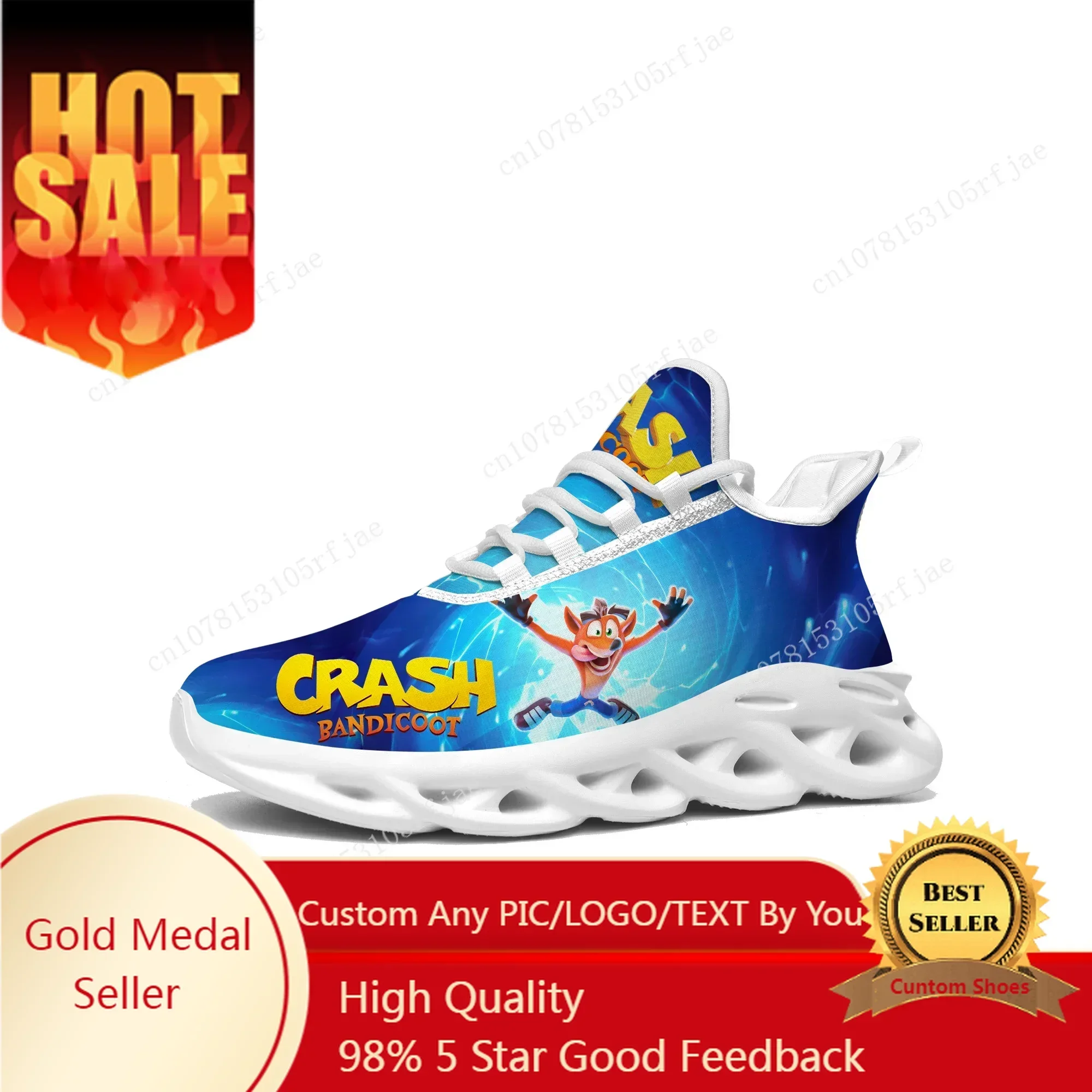 

Crash Bandicoot Sneakers Cartoon Game Mens Womens Fashion Sports Running Shoes Custom Built Lace Up Shoes