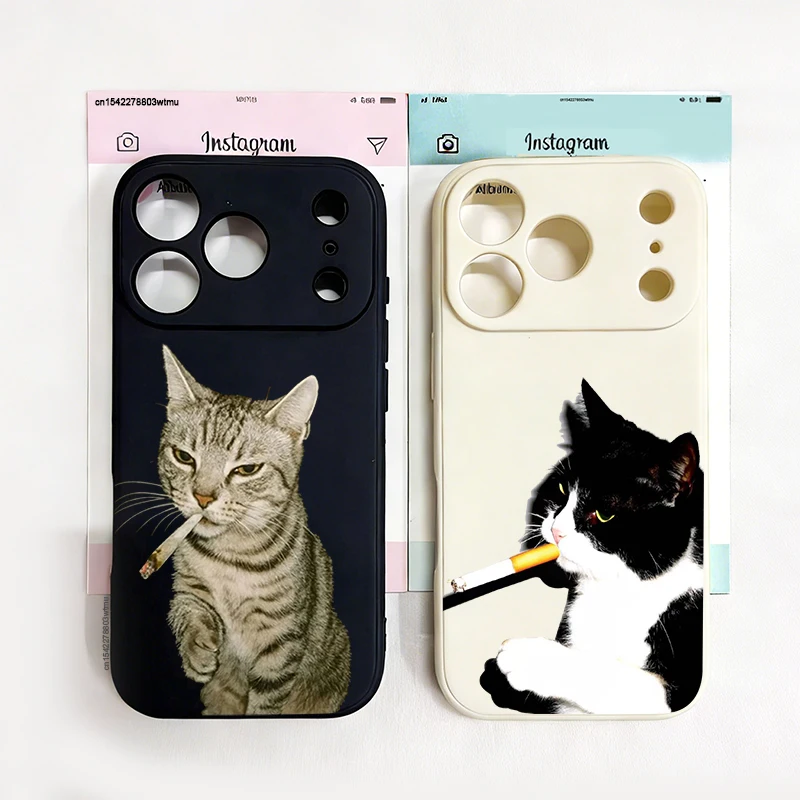 Stylish Cat Smoking Phone Case For Samsung Galaxy A37 A57 F06 M16 A26 A06 A56 A36 A06 A35 A55 A25 A24 A05S A15 A54 A34 A14 4G 5G
