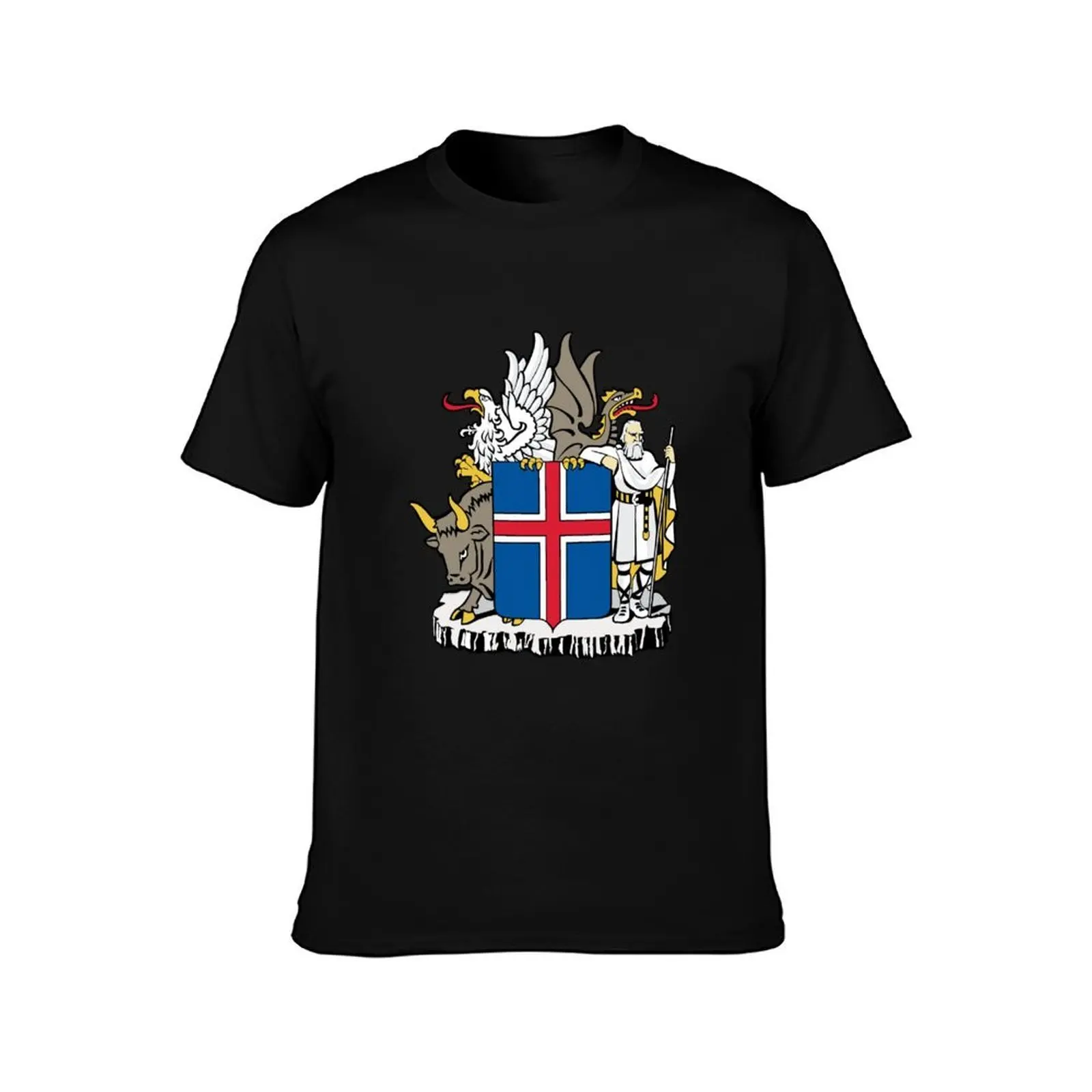 Coat of arms of Iceland T-Shirt, Summer Casual Cotton Tee, Oversized Streetwear Tops, Vintage Graphic Print, Unisex Men Women