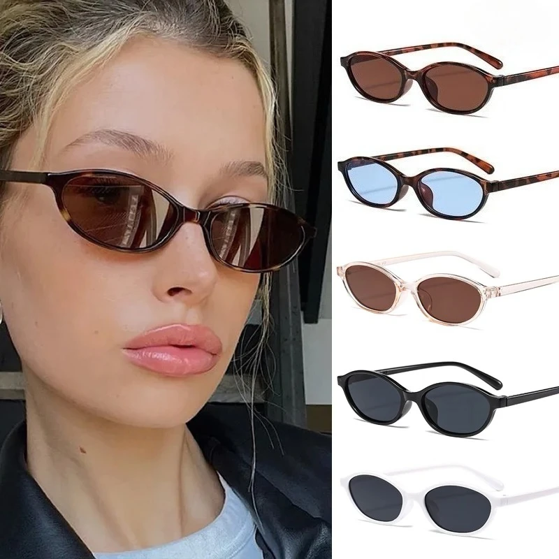Protective Glasses 1pcs Fashion Small Frame Elliptical Sunglasses Women Colorful Lens Glasses Simple Design Sun Glasses UV400